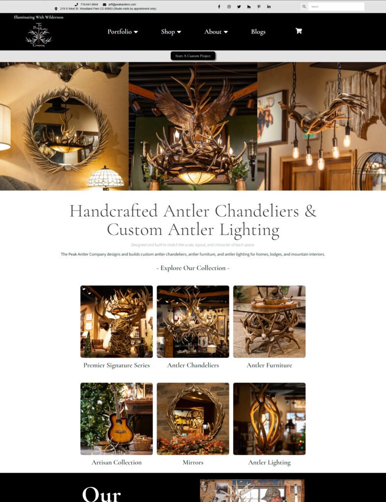 peak antler company homepage