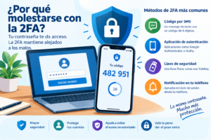 Infografia sobre 2FA como imagen de entrada para un articulo sobre la importancia de 2FA/MFA
